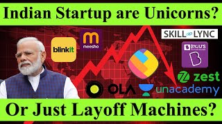 Indian UNICORN Startups Are LAYOFF Machines😔  TCS Infosys Wipro HCL are better recession layoffs [upl. by Brink106]