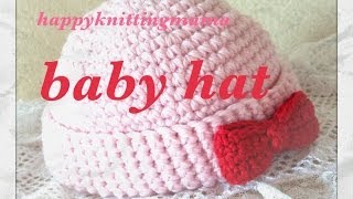 赤ちゃんニット帽の編み方☆ｂａｂｙ ｈａｔ☆細編みで簡単に♪Crochet☆鉤針入門☆かぎ針編み [upl. by Namron]