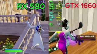 RX 580 E5 2660 vs GTX 1660 TI i5 10400F test Fortnite [upl. by Nordine]