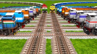 ALL INDIAN DIESEL ENGINE COUPLING CROSSING BY BUMPY RAILROAD TRACKS  Railworks 3  train simulator [upl. by Yasmar375]