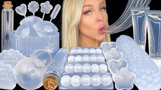 ASMR CLEAR FOOD MUKBANG LYCHEE JELLY EDIBLE LIP GLOSS SPRITE SODA PIPETTE CLEAR NOODLES 먹방 [upl. by Harol466]