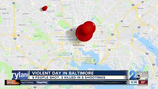 Several violent shootings plague Baltimore City on Tuesday [upl. by Brace485]