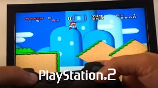 PS2 Playing SNES Super Mario All Stars Free McBoot SoftMod USB PlayStation 2 Super Nintendo [upl. by Cornall]