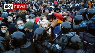 Navalny supporters arrested during mass protests in Russia [upl. by Htebaras]