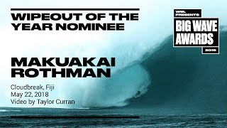 Makua Rothman at Cloudbreak  2019 Wipeout Nominee  WSL Big Wave Awards [upl. by Sension]