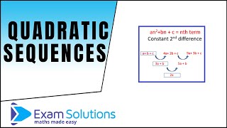 Quadratic sequences  GCSE Maths Level 79  ExamSolutions [upl. by Cacilia18]