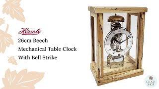 26cm Beech Mechanical Table Clock With Bell Strike By HERMLE [upl. by Newhall204]