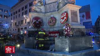 Il Papa a Piazza di Spagna e a Santa Maria Maggiore [upl. by Repinuj]