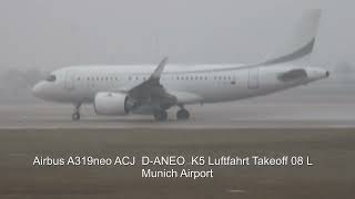 Airbus A319neo ACJ K5 Aviation Germany Takeoff Munich [upl. by Rasla536]