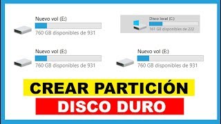 Como crear particiones en disco duro Windows 10 Sin Programas 2019 [upl. by Notselrahc37]