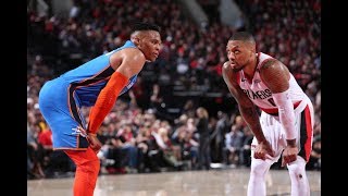 Russell Westbrook Damian Lillard Get in Heated Exchange During OKCBlazers Game 2 [upl. by Ahswat79]