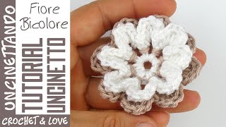 Tutorial Uncinetto  Fiore con 2 Giri di Petali Facile allUncinetto [upl. by Risley312]