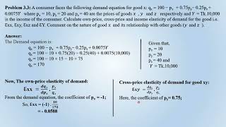 Problem solving of Ownprice Crossprice and Income Elasticity of Demand [upl. by Bonine]