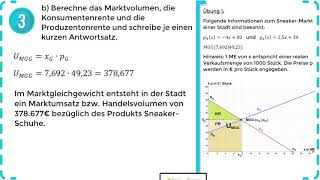 Lineare Funktionen  Marktvolumen Konsumentenrente amp Produzentenrente  Übung 1 [upl. by Wehtam]