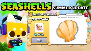 FASTEST WAY TO GET SEASHELLS IN SUMMER EVENT In Pet Simulator 99  Roblox [upl. by Eeladnerb]