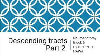 Descending Tracts Part 2 Neuroanatomy made easy by Dr Bint e Hawa [upl. by Huskey]