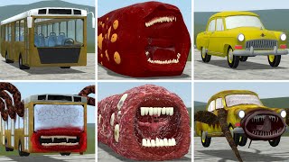 OLD AND NEW UPDATE BUS EATER TRAIN EATER CAR EATER VS ALL TREVOR HENDERSON MONSTER BATTLE In GMOD [upl. by Anitak223]