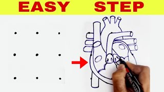 9 Dots turns into Human Heart Diagram drawing  Class 10 Human Heart Diagram drawing [upl. by Vallonia]