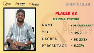 SUCCESS STORY OF MANUAL TESTING  QSpidersJspiders  Chromepet Chennai [upl. by Cann]