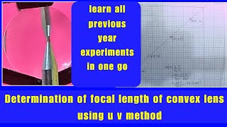 Class12ISC physics practicalTo determine focal length of convex lens with u v methodwith graph [upl. by Aniluap696]