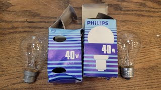 2 lampes a incandescences PHILIPS 40W Claires 230v E27B22 Neuves [upl. by Neiht590]