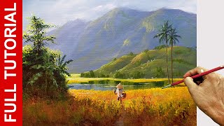 TUTORIAL  Acrylic Landscape Painting  Farmer in Lake  JMLisondra [upl. by Crandell]