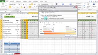 Excel 2010 Feiertage amp Wochenenden im Dienstplan darstellen mit bedingter Formatierung [upl. by Kolk]