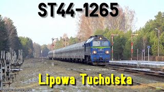 Lipowa Tucholska stacja ukryta w głębi Borów i ST441265  ST441265 passing Lipowa Tucholska [upl. by Attikin]