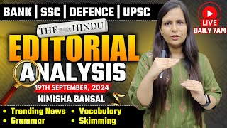 Editorial Analysis  19th September 2024  Vocab Grammar Reading Skimming  Nimisha Bansal [upl. by Bobbie203]