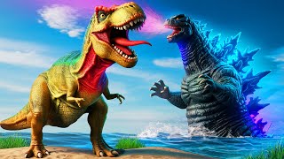 🔴 Dinosaur Fight  Red T Rex Vs Black T Rex  Dinosaurs Battle In Jurassic World [upl. by Kowalski]