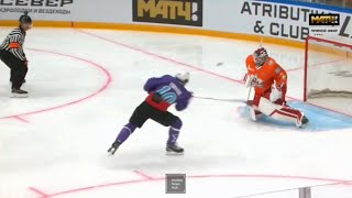 Artemi Panarin testing out a new move during the KHL vs NHL all star game 🤯 [upl. by Yatnod]