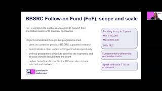 BBSRC Followon Fund Applicant webinar 2023 [upl. by Naimed]