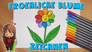 Fröhliche Blume einfach malen für Kinder  ab 5 Jahren  Malen mit Evi  deutsch [upl. by Odlauso]