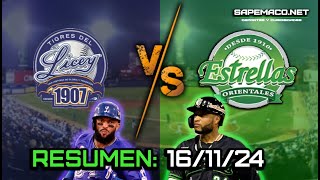 Resumen Tigres del Licey vs Estrellas Orientales 161124  sapemacosports [upl. by Beka]