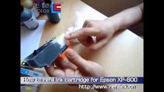 How to refill ink cartridge for Epson XP600 [upl. by Ahsuas]