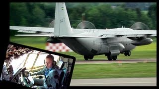 Lockheed C130 Hercules Takeoff With Cockpit View in Full HD1080p [upl. by Nylhtak]