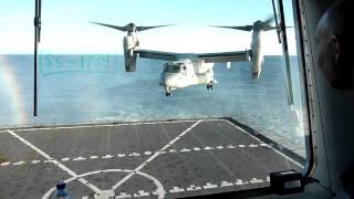 V22 Osprey landing to single spot ship [upl. by Amari746]