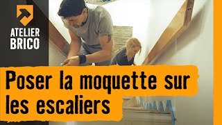 Poser la moquette sur les escaliers  Atelier brico HORNBACH [upl. by Ahsiner229]