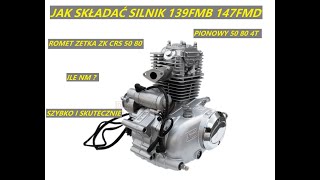 6 JAK SKŁADAĆ SILNIK 139FMB 147FMD PIONOWY ROMET ZETKA ZK CRS 50 80 4T [upl. by Enitsua]