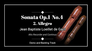 2 Allegro  Sonata Op1 No4  Jean Baptiste Loeillet de Gant  Demo and Backing track [upl. by Nyliak]