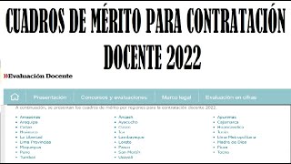 MINEDU PUBLICA DETERMINACIÓN DE CUADROS DE MÉRITO PARA LA CONTRATACIÓN DOCENTE 2022 [upl. by Kcirdorb]