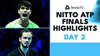 Medvedev Takes On Rublev Alcaraz vs Zverev  Nitto ATP Finals Day 2 Highlights [upl. by Kathleen]