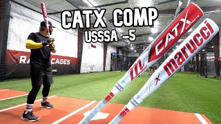 Hitting with the Marucci CATX COMPOSITE  USSSA 5 Baseball Bat Review [upl. by Yenffad]