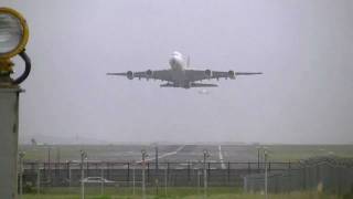 AIRBUS A380 Take off with a 30 knot crosswind [upl. by Ingmar8]