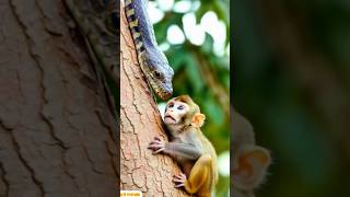 Baby monkeys do not recognize enemy🐒🐍😱Tools items New vairal gadgets youtubeshorts PetsampAnimals [upl. by Esdnyl]