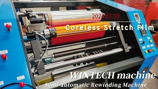 Coreless semiautomatic rewinding machineCoreless rewinder machine500mm width rewinding machine [upl. by Ivel957]