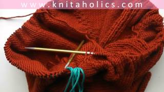 Knit with eliZZZa  Raglan Sweater Top Down  Video 04  Put Sleeve Stitches on Hold [upl. by Weinrich]