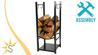 Sunnydaze IndoorOutdoor Firewood Storage Rack with Tool Holders  BlackQXFLRH [upl. by Fanny]