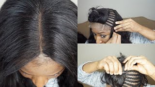 WATCH ME SEW IN LACE CLOSURE ON MY HEAD DIY  YOLISSA HAIR [upl. by Yusuk]