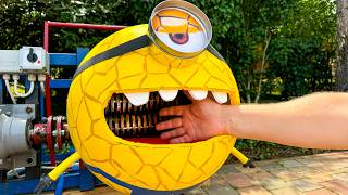 Real Life MEGA MINION Shredder Robot Eats Almost Anything amp Anyone [upl. by Helali]